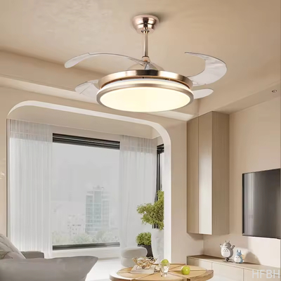 Factory 42''Indoor Modern Retractable Pendant Fans Lamp Iron ABS Body LED Chandelier Ceiling Fan with Lights and Remote for Home Bedroom