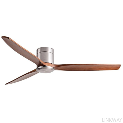 Manufacturer Smart Ceiling Fan Flush Mount Smart Remote Control 3 Wooden Blades Ceiling Fan