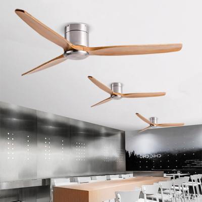 Manufacturer Smart Ceiling Fan Flush Mount Smart Remote Control 3 Wooden Blades Ceiling Fan