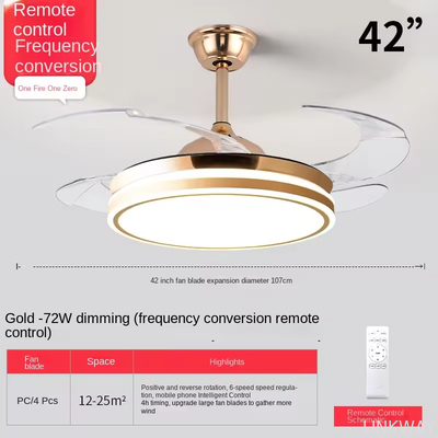 Factory 2025 Modern LED Ceiling Fan Light for Home and Restaurant Bluetooth Mute Simple Invisible Iron Chandelier 220V