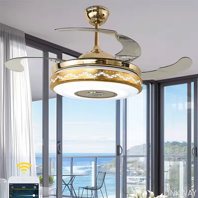 Manufactory China OEM Invisible Blade Living Room Decorative Enclosed Ceiling Fans Light Lamp
