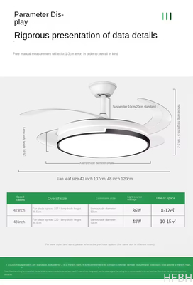 Factory Intelligent Led Ceiling Fan Modern Decorative 3 Color Led Light Smart Remote Control Invisible Ceiling Fan
