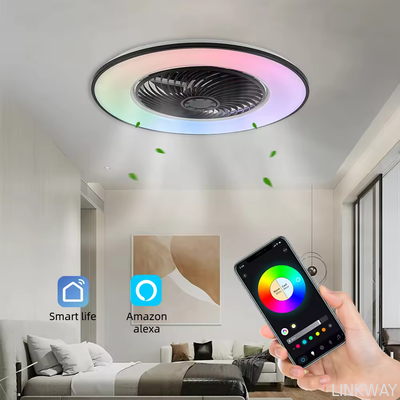 Wholesale factory Luxurious 48W RGB LED Ceiling Fan Smart Light Modern Remote App Wi-Fi / Music Control Modern Ceiling Fan LED