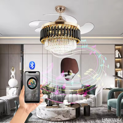 wholesale   Smart Chandelier Ceiling Light and Fan Luxury Bedroom Crystal Chandelier Ceiling Led Fan Light Luxury Ceiling Fan Led with Light