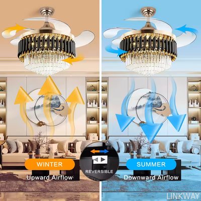 wholesale   Smart Chandelier Ceiling Light and Fan Luxury Bedroom Crystal Chandelier Ceiling Led Fan Light Luxury Ceiling Fan Led with Light