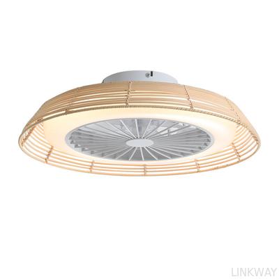 Wholesale factory 18 Inch Rattan Caged Fan Light Smart Tuya APP Control Ventilador Modern LED Ceiling Fan With Remote Control