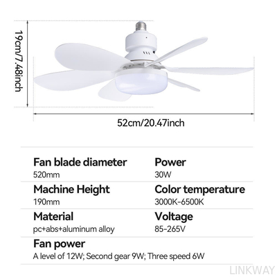 Wholesale   Modern LED Fan Light E27 Remote Control 3 Colors Changeable Strong Wind Speed 52CM 32W AC85-265V Ceiling Fan Light for Bedroom