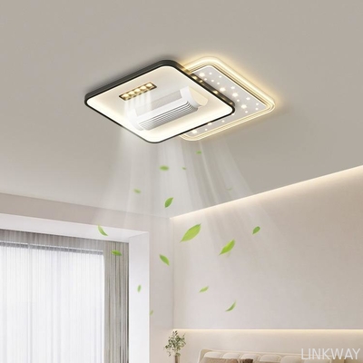 Wholesale   English Voice Control LED Ceiling Fan Light Living Room Leafless Bedroom Soft Wind Invisible Fan Light Mute Eye