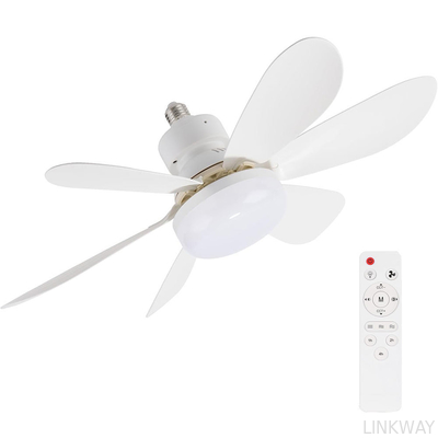 Wholesale   Socket Fan Light with Remote E27 Base 20.5'' Small Screw in Ceiling Fans with Lights 3 Speeds and 3 Color Dimmable Fan Light Bulb