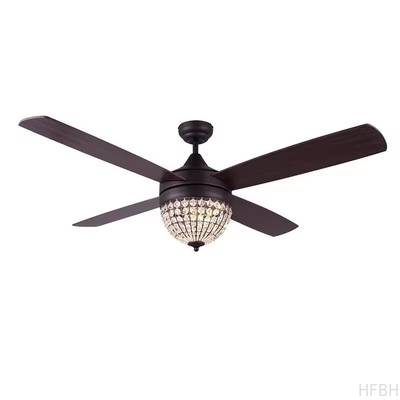 52 Inch Fancy Modern Air Cooling Fan Crystal Lamp Fan ORB Ceiling Fan Light With 4 Plywood Blades Remote Control