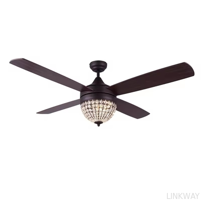 wholesale  52 Inch Fancy Modern Air Cooling Fan Crystal Lamp Fan ORB Ceiling Fan Light With 4 Plywood Blades Remote Control