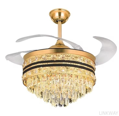 Wholesale  Modern Black LED Chandelier Fan Light Retractable Remote Control Ceiling Lamp With Fan