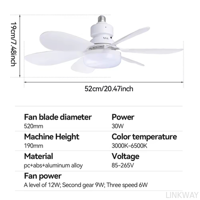 Wholesale   Modern LED Fan Light E27 Remote Control 3 Colors Changeable Strong Wind Speed 52CM 32W AC85-265V Ceiling Fan Light for Bedroom