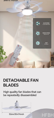 LED Ceiling Fan Light E27 Remote Control 3 Colors Changeable Indoor Home Decoration Bedroom LED Fan Light