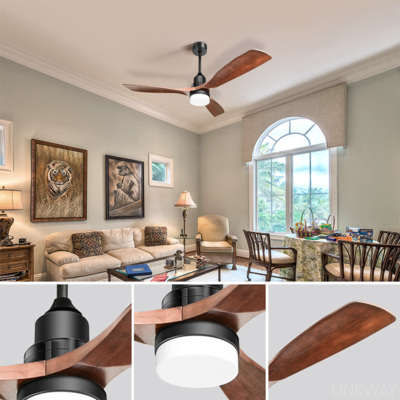 Manufacturer Single Decoration Silence Wood Electric Remote Dc 52 Inch Ceiling Fan