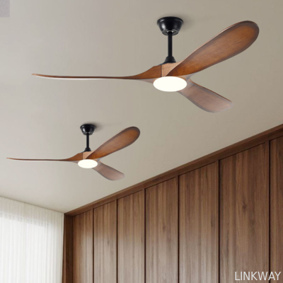 Factory New Style Nordic Luxury 52 Inch Solid Wooden 3 Blade Modern Dc Motor Mute Ceiling Fan Light Large Ceiling Fan