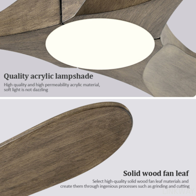 Factory New Style Nordic Luxury 52 Inch Solid Wooden 3 Blade Modern Dc Motor Mute Ceiling Fan Light Large Ceiling Fan