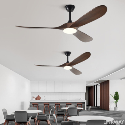 Factory New Style Nordic Luxury 52 Inch Solid Wooden 3 Blade Modern Dc Motor Mute Ceiling Fan Light Large Ceiling Fan