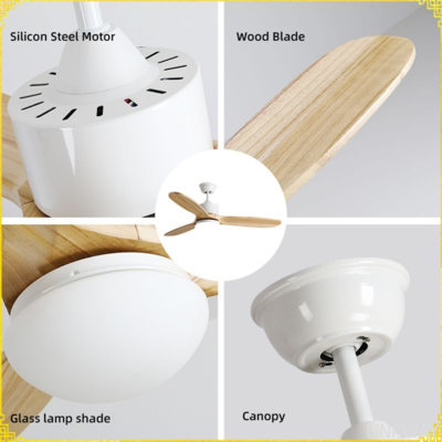 Manufacturer Modern Energy Saving Indoor Fan Lamp Decoration Plywood Blades Remote Control 48inch Modern Led Ceiling Fans
