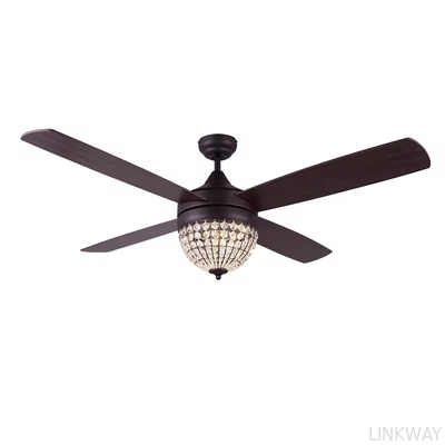 wholesale  52 Inch Fancy Modern Air Cooling Fan Crystal Lamp Fan ORB Ceiling Fan Light With 4 Plywood Blades Include Remote Control