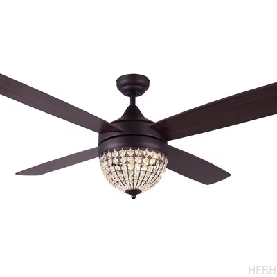 52 Inch Fancy Modern Air Cooling Fan Crystal Lamp Fan ORB Ceiling Fan Light With 4 Plywood Blades Include Remote Control