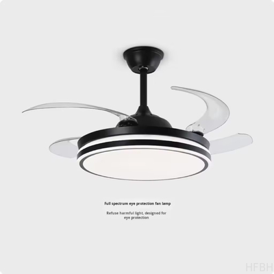 Popular 48inch High Wind Power Silent LED Ceiling Fan Light Variable Frequency Invisible Fan Light For Restaurant