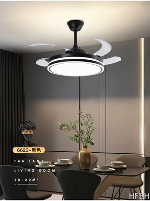 Popular 48inch High Wind Power Silent LED Ceiling Fan Light Variable Frequency Invisible Fan Light For Restaurant