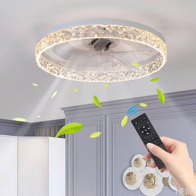 wholesale, manufacturer, factory，batch,tailered, customized         Modern Acrylic Ceiling Fan Light Remote Control Dimmable LED Chandelier 6 Speed Quiet Motor Flush Mount For Living Room Bedroom