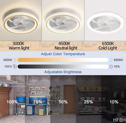 Factory Remote APP Control Smart Low Profile Ceiling Fan Light Flush Mount LED Ceiling Light 6 Wind Speeds