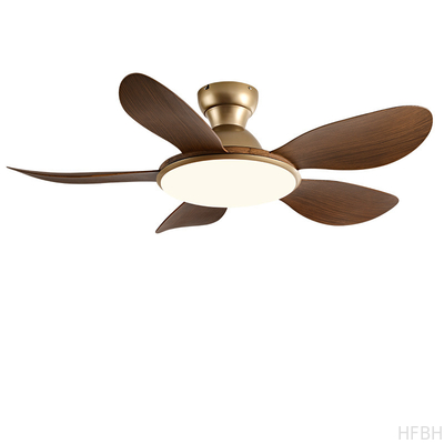 LED Ceiling Fan Lights factory- Low Floor Ceiling Fan 5 Blades Solid Wood Integrated High Wind Ceiling Fan Light