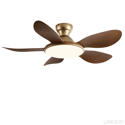 wholesale   LED Ceiling Fan Lights factory- Low Floor Ceiling Fan 5 Blades Solid Wood Integrated High Wind Ceiling Fan Light