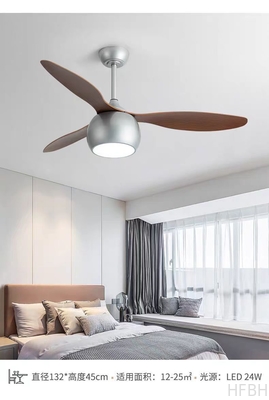 LED Ceiling Fan Lights factory - Gray Solid Wood Blade Ceiling Fan 52 Inch DC Motor Ceiling Fans With LED Lights