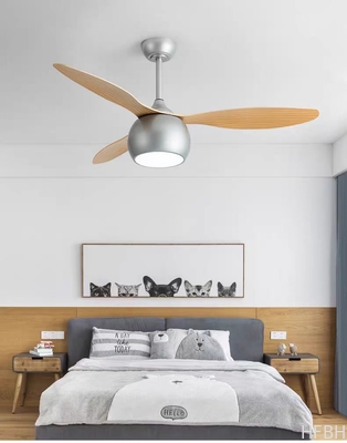 LED Ceiling Fan Lights factory - Gray Solid Wood Blade Ceiling Fan 52 Inch DC Motor Ceiling Fans With LED Lights