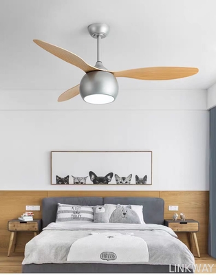 Manufactory LED Ceiling Fan Lights factory - Gray Solid Wood Blade Ceiling Fan 52 Inch DC Motor Ceiling Fans With LED Lights