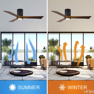 LED Ceiling Fan Lights factory - HFBH Model 657 Modern Design 3 Solid Wood Blades 42 52 Inches Ceiling Fan with Light