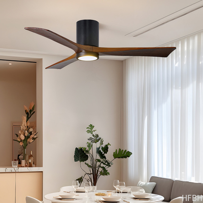 LED Ceiling Fan Lights factory - HFBH Model 657 Modern Design 3 Solid Wood Blades 42 52 Inches Ceiling Fan with Light
