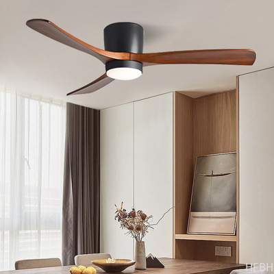 LED Ceiling Fan Lights factory - HFBH Model 657 Modern Design 3 Solid Wood Blades 42 52 Inches Ceiling Fan with Light