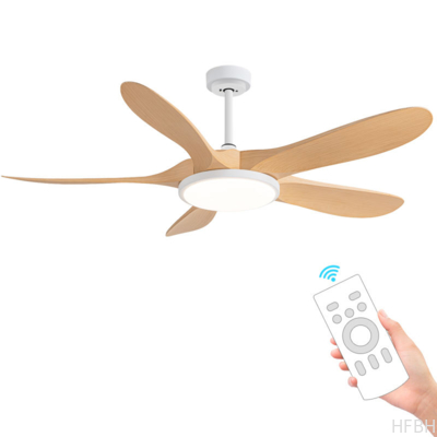 Factory Best Seller 56-Inch Modern Ceiling Fan Light 5 ABS Blades Walnut/Lightwood Remote Control DC Motor Iron Lamp for Living Room