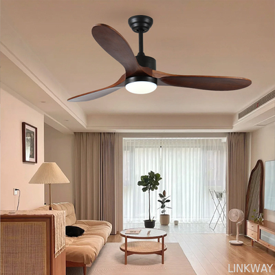 Energy-Efficient Long-Lasting: 52-Inch Solid Wood Ceiling Fan with LED Lighting and Brushless DC Motor