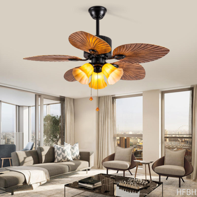 American Style Vintage Decorative Fan Ceiling Winding Powered Ceiling Fan With Light