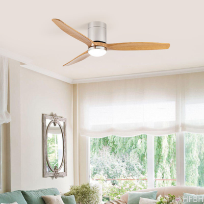 HFBH Model 3694 LED Ceiling Fan Manufacture 52 Inches Wooden Blades Nickel Led Lighting Ceiling Fan