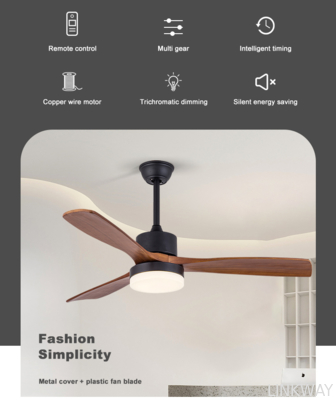 Nordic Decor Forward Reverse 3 Blades Ceiling Fan Light With Remote Control Wooden 42 Inch