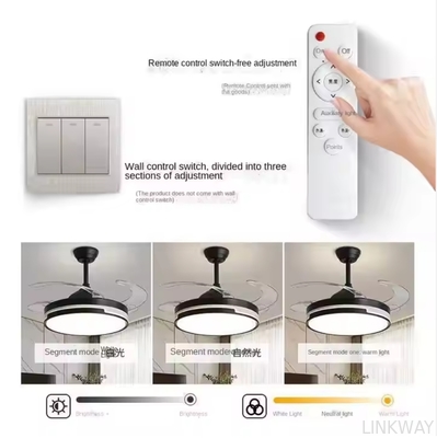 Remote Control LED Ceiling Fan Lights , Modern LED Invisible Ceiling Fan With Light