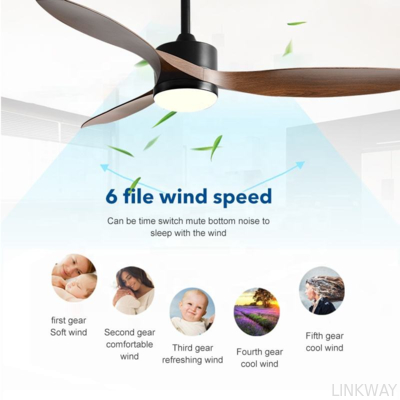 DC Motor Remote Control ABS 3 Blades 42 Inch 52 Inch Led Ceiling Fan With Light