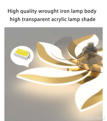Wholesale factory Fashion Art Multi-head Petal Inverter Fan Light For Living Room Bedroom