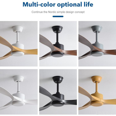 European Style DC 56 Inch 50W ABS 3 Blades Wall Control Remote Control Dimmable Led Ceiling Fan Black Fan Light