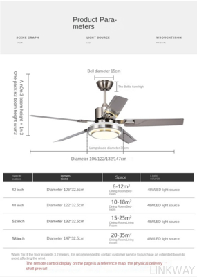 Wooden Ceiling Fan Light Fixtures Remote LED 52 Brushed Nickel Bedroom Living Room