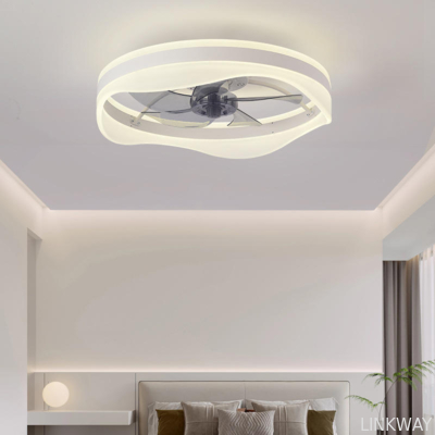 Modern LED Ceiling Fan Lamp for Bedroom with Mute Frequency Conversion 110V-220V Japanese American Regulations Iron Wood Body