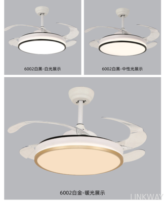 Modern 42 Inch Retractable Chandelier Ceiling Fans Round Dimmable Led Ceiling Fan with Light and Remote for Living Room Bedroom