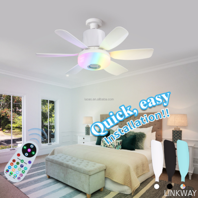 Intelligent Dimming Home Decoration Ceiling Fan , Moving Head 360 Rotating Ceiling Fan